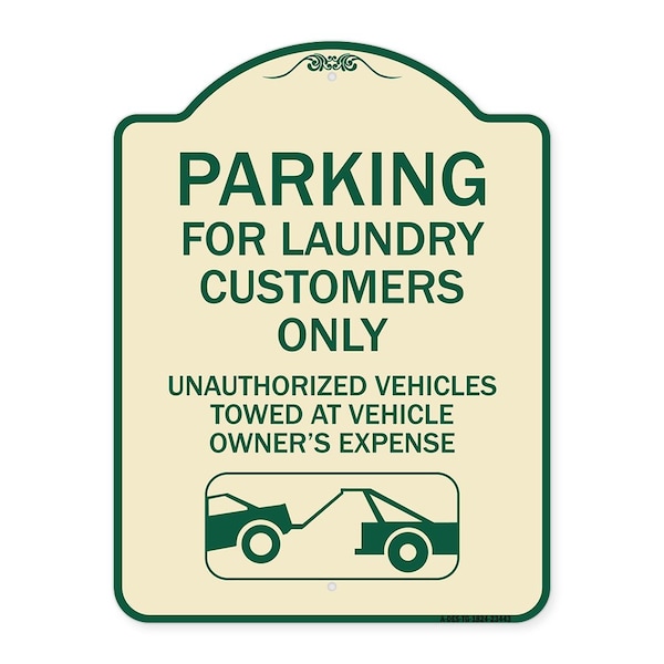 Signmission Parking for Laundry Customers Only Unauthorized Vehicles Towed at Vehicle Owners Exp, TG-1824-23443 A-DES-TG-1824-23443 - main